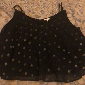 Black tank with small gold dots